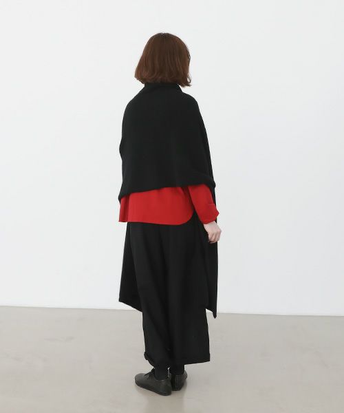 Mochi.モチ.pocket knit stole [m-a22-s-01/black]