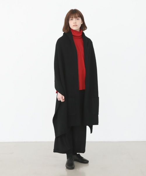 Mochi.モチ.pocket knit stole [m-a22-s-01/black]