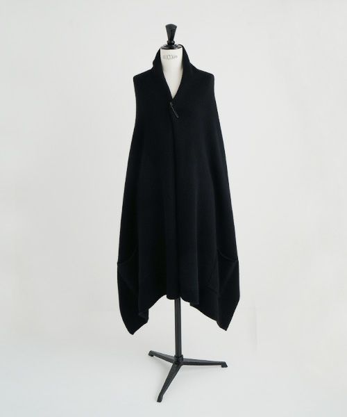 Mochi.モチ.pocket knit stole [m-a22-s-01/black]
