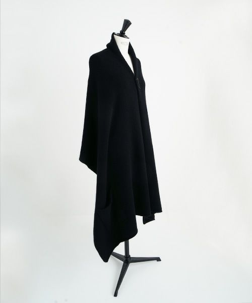 Mochi.モチ.pocket knit stole [m-a22-s-01/black]