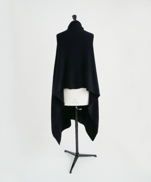 Mochi.モチ.pocket knit stole [m-a22-s-01/black]