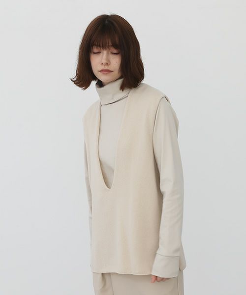 Mochi.モチ.cashmere v-neck vest [ma22-kn-01/off white]