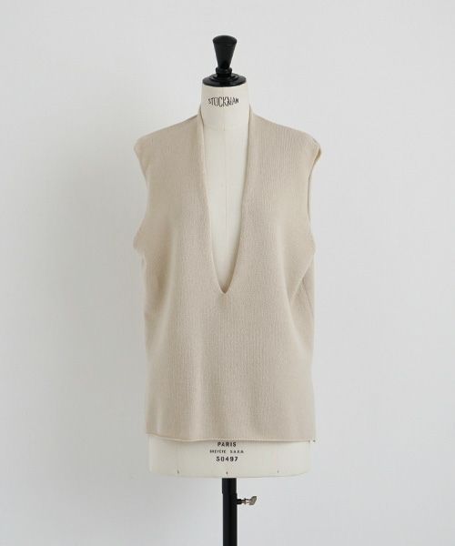 Mochi.モチ.cashmere v-neck vest [ma22-kn-01/off white]