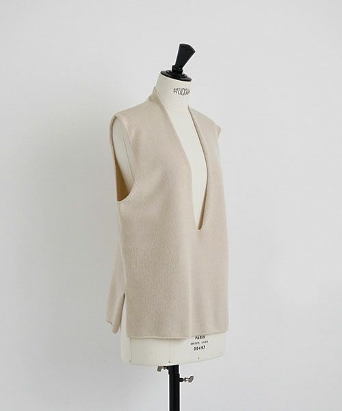 Mochi.モチ.cashmere v-neck vest [ma22-kn-01/off white]