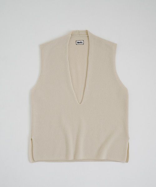 Mochi.モチ.cashmere v-neck vest [ma22-kn-01/off white]