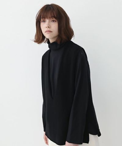 Mochi.モチ.cashmere v-neck vest [ma22-kn-01/black・sa]