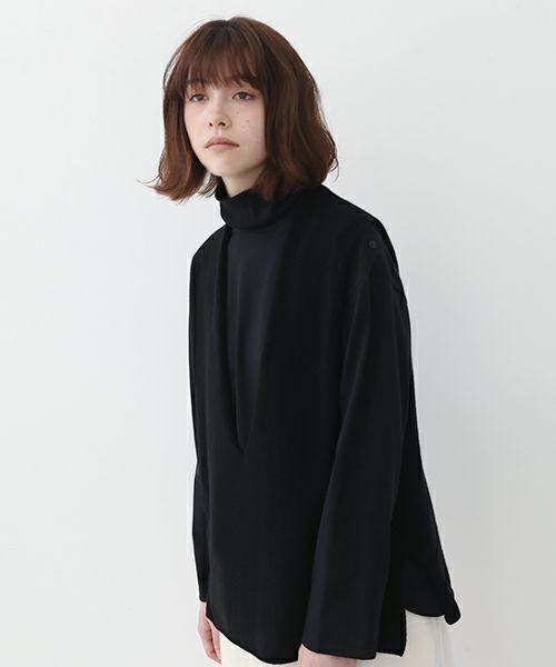 Mochi.モチ.cashmere v-neck vest [ma22-kn-01/black・sa]