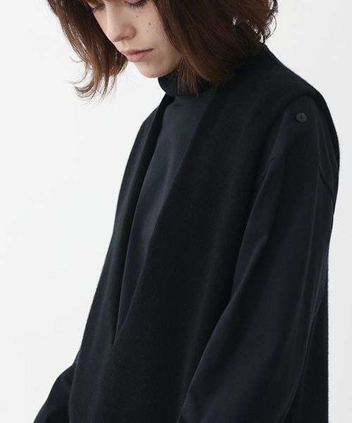Mochi.モチ.cashmere v-neck vest [ma22-kn-01/black・sa]