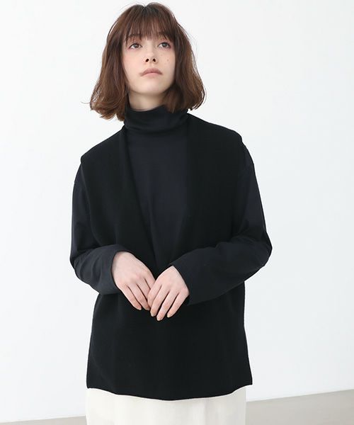 Mochi.モチ.cashmere v-neck vest [ma22-kn-01/black・sa]