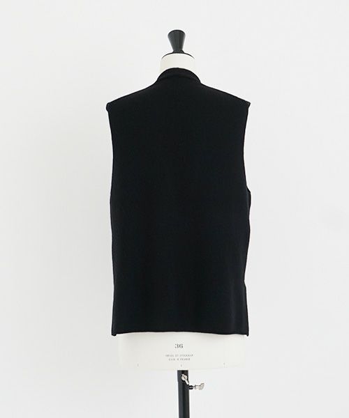 Mochi.モチ.cashmere v-neck vest [ma22-kn-01/black・sa]