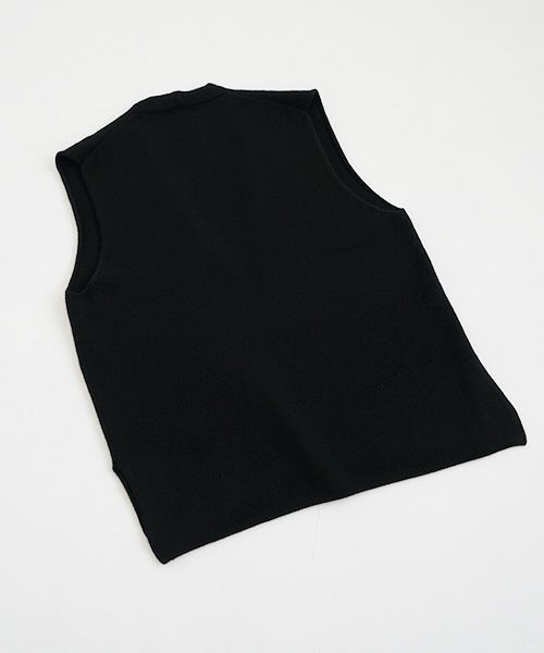 Mochi.モチ.cashmere v-neck vest [ma22-kn-01/black・sa]