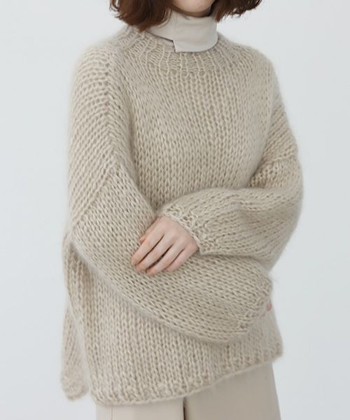 Mochi.モチ.hand knitted sweater [ma22-kn-04/beige]