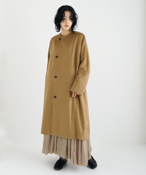 suzuki takayukiスズキタカユキno-collar coat [A231-15/camel]suzuki