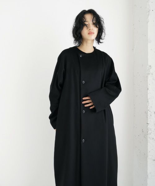 suzuki takayuki スズキタカユキ no-collar coat [A231-15/black]