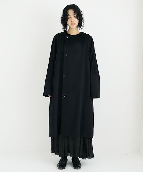 suzuki takayuki スズキタカユキ no-collar coat [A231-15/black]