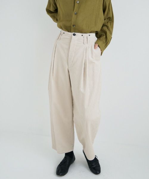 suzuki takayukiスズキタカユキwide legged pants Ⅱ[A232-13-2/nude