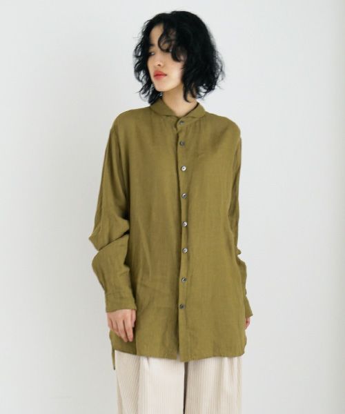 suzuki takayuki.スズキタカユキ.one-piece shawl-collar shirt Ⅰ. [T003-05-1/mustard]