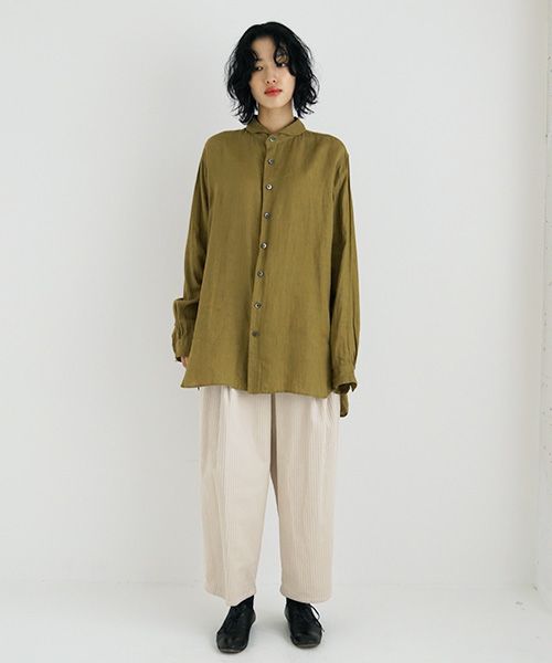 suzuki takayuki.スズキタカユキ.one-piece shawl-collar shirt Ⅰ. [T003-05-1/mustard]
