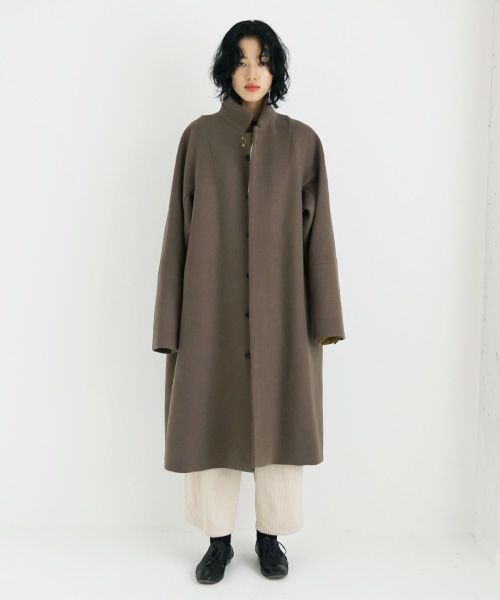 suzuki takayuki.スズキタカユキ.standing-collar coat.[A233-04/tauni olive]