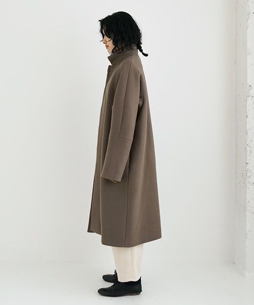 suzuki takayuki, スズキタカユキ, standing-collar coat, [A233-04/tauni olive]