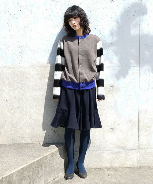 SWANLAKE スワンレイク .ボーダースリーブカーディガン [CT-1503/BEIGE]