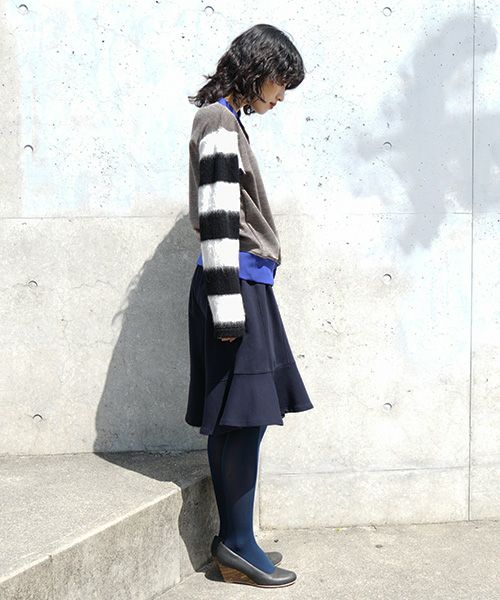 SWANLAKE スワンレイク .ボーダースリーブカーディガン [CT-1503/BEIGE]