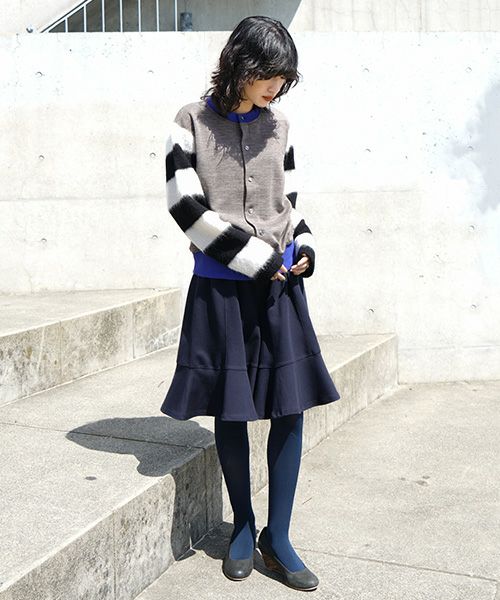 SWANLAKE スワンレイク .ボーダースリーブカーディガン [CT-1503/BEIGE]