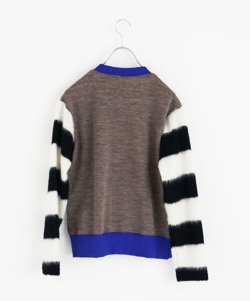 SWANLAKE スワンレイク .ボーダースリーブカーディガン [CT-1503/BEIGE]