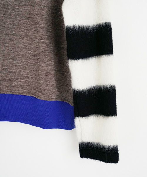 SWANLAKE スワンレイク .ボーダースリーブカーディガン [CT-1503/BEIGE]