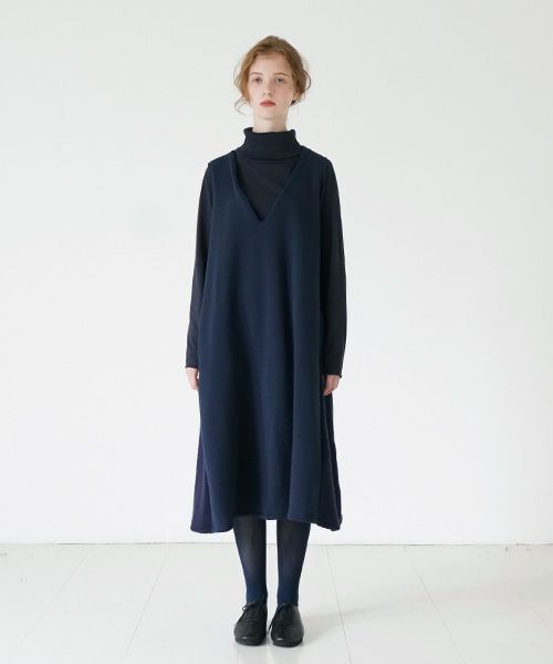 Mochi / home&miles.モチ / ホーム＆マイルズ.v-neck one piece [navy]