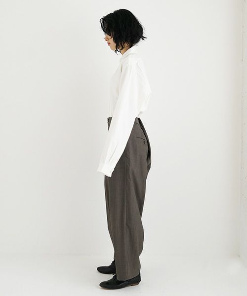 YANTOR.ヤントル.Chambray Wool 2tuck wide Pants[Y225PT05/GREIGE]