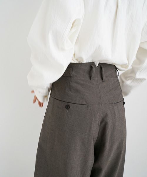 YANTOR.ヤントル.Chambray Wool 2tuck wide Pants[Y225PT05/GREIGE]