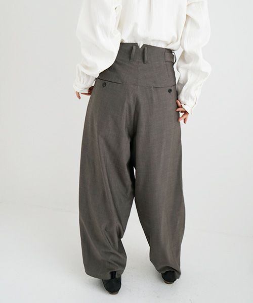 YANTOR.ヤントル.Chambray Wool 2tuck wide Pants[Y225PT05/GREIGE]