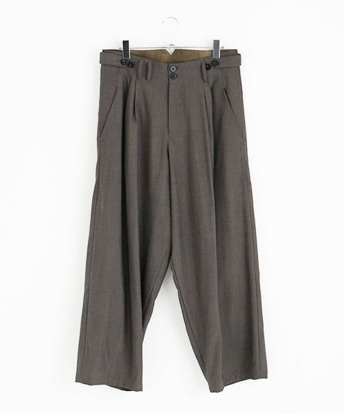 YANTOR.ヤントル.Chambray Wool 2tuck wide Pants[Y225PT05/GREIGE]