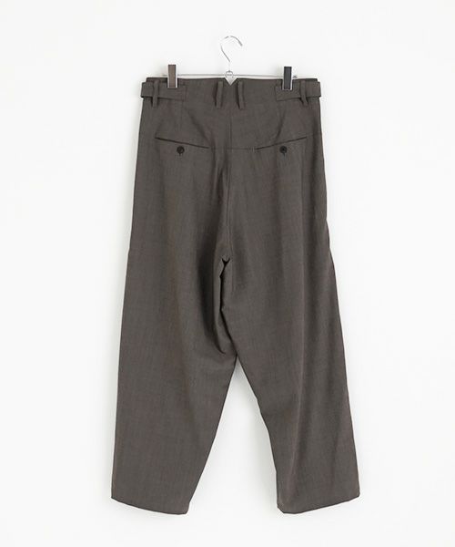 YANTOR.ヤントル.Chambray Wool 2tuck wide Pants[Y225PT05/GREIGE]