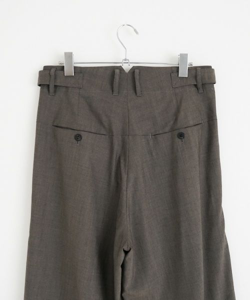 YANTOR.ヤントル.Chambray Wool 2tuck wide Pants[Y225PT05/GREIGE]