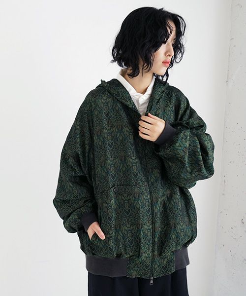 YANTOR.ヤントル.Persian Hand-Jacquard Hoodie Blouson[Y225BL03/GREEN]