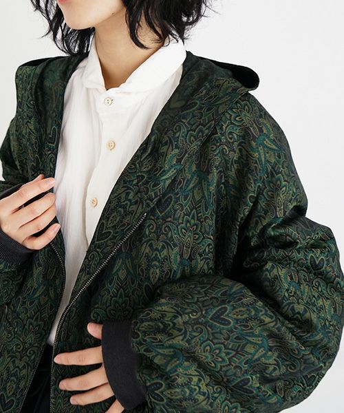 YANTOR ヤントル Persian Hand-Jacquard Hoodie Blouson[Y225BL03/GREEN]