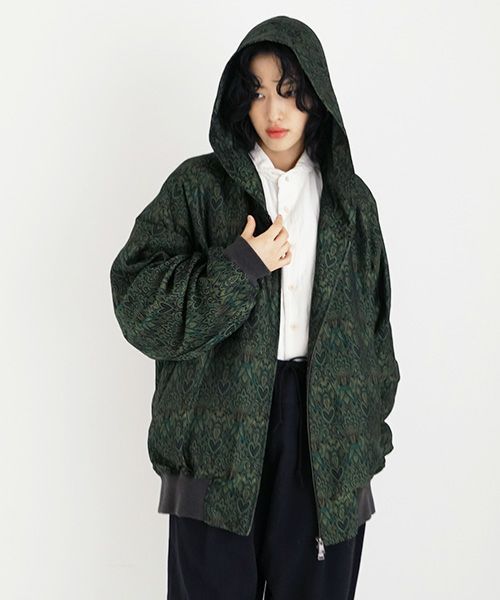 YANTOR.ヤントル.Persian Hand-Jacquard Hoodie Blouson[Y225BL03/GREEN]
