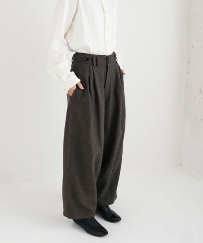 YANTOR.ヤントル.Stone Nep 2tuck Wide Pants[Y225PT04/CHARCOAL]