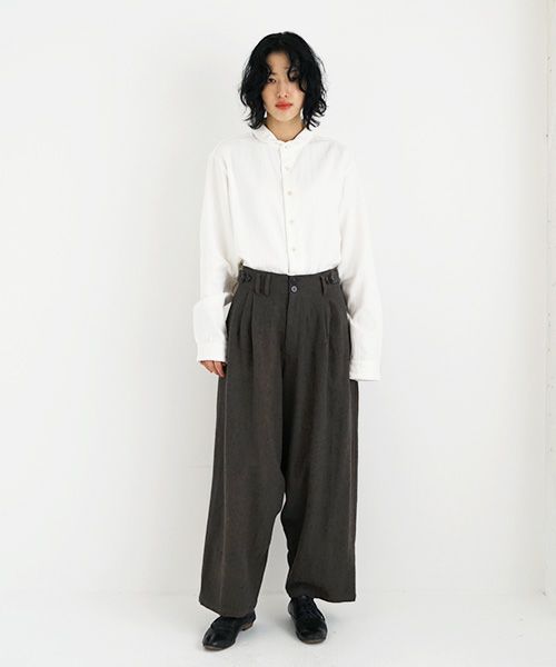 YANTOR.ヤントル.Stone Nep 2tuck Wide Pants[Y225PT04/CHARCOAL]
