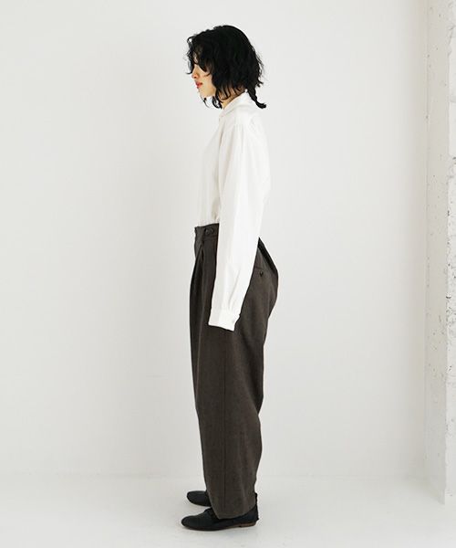YANTOR.ヤントル.Stone Nep 2tuck Wide Pants[Y225PT04/CHARCOAL]