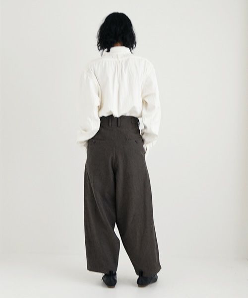 YANTOR ヤントル Stone Nep 2tuck Wide Pants[Y225PT04/CHARCOAL]