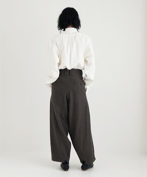 YANTOR.ヤントル.Stone Nep 2tuck Wide Pants[Y225PT04/CHARCOAL]