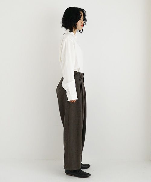 YANTOR.ヤントル.Stone Nep 2tuck Wide Pants[Y225PT04/CHARCOAL]