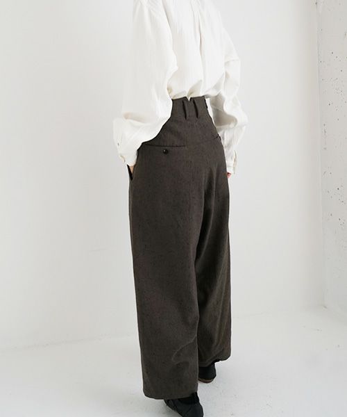 YANTOR.ヤントル.Stone Nep 2tuck Wide Pants[Y225PT04/CHARCOAL]