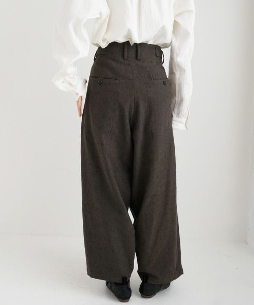 YANTOR.ヤントル.Stone Nep 2tuck Wide Pants[Y225PT04/CHARCOAL]