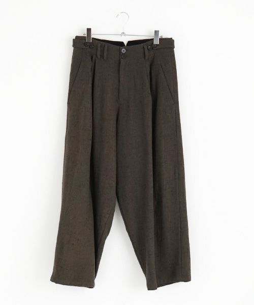 YANTOR.ヤントル.Stone Nep 2tuck Wide Pants[Y225PT04/CHARCOAL]