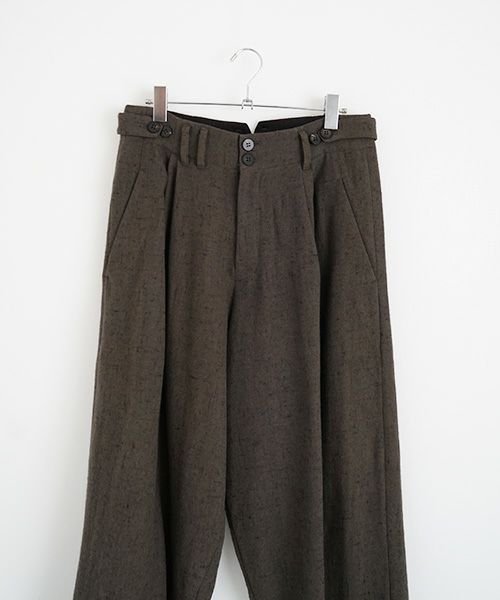 YANTOR.ヤントル.Stone Nep 2tuck Wide Pants[Y225PT04/CHARCOAL]