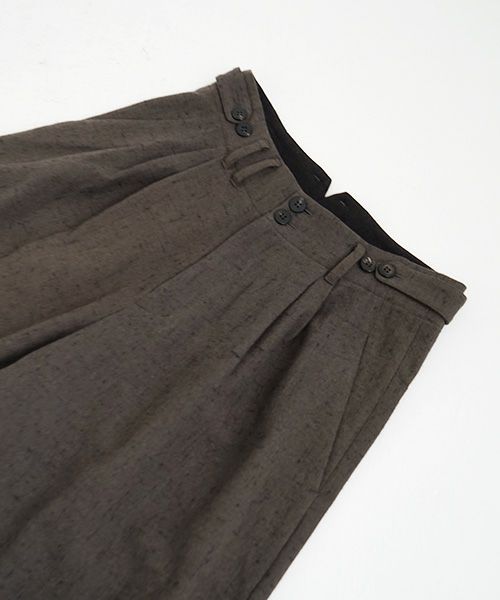 YANTOR ヤントル Stone Nep 2tuck Wide Pants[Y225PT04/CHARCOAL]